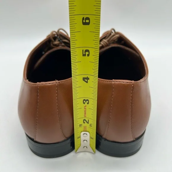 Perry Ellis Classic Brown Leather Oxford Dress Shoes Size 8.5 NWB - Picture 7 of 12